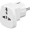 Good Connections Stromadapter Schutzkontakt Stecker auf Buchse UK, Schweiz, Italien, USD, Dänemark Weiß
