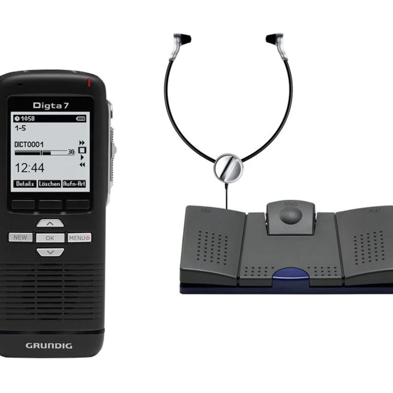 GRUNDIG Digta 7 Starter Kit mit DigtaSoft One digitales Diktiergerät-Set 2 GB