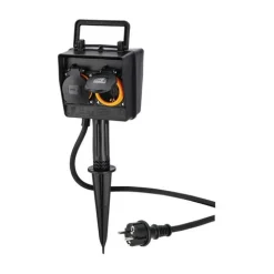 hama 2-fach Gartensteckdose 2,0 m schwarz