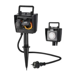 hama 2-fach Gartensteckdose 2,0 m schwarz