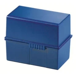 HAN A6 Karteikasten DIN A6 für 400 Karteikarten blau mit Deckel