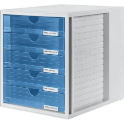 HAN Schubladenbox blau-transparent 1450-64, DIN A4 mit 5 Schubladen
