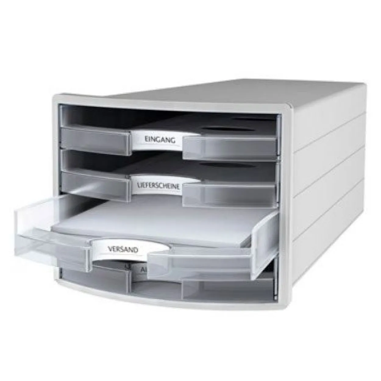 HAN Schubladenbox Impuls transparent 1013-63, DIN C4 mit 4 Schubladen