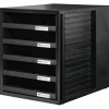 HAN Schubladenbox Schrank-Set schwarz 1401-13, DIN C4 mit 5 Schubladen