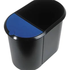 helit Papierkorb Duo-System, oval, PE, schwarz/blau