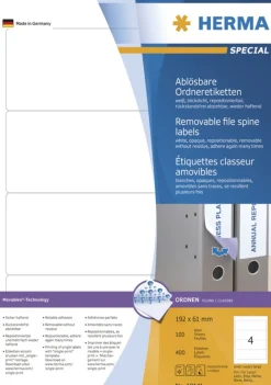 Herma 10141 ablösbar blickdicht Ordneretiketten 19.2x6.1 cm (100 Blatt (400 Etiketten))