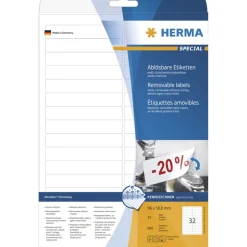 Herma 4209 ablösbar Universal-Etiketten 9.6x1.69 cm (25 Blatt (800 Etiketten))
