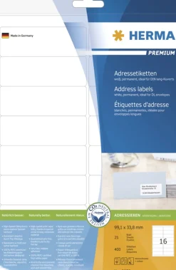 Herma 5075 Adressetiketten 9.91x3.38 cm (25 Blatt (400 Etiketten))