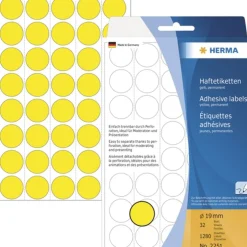 Herma 2251 gelb rund Vielzwecketiketten 1.9x1.9 cm (32 Blatt (1280 Etiketten))