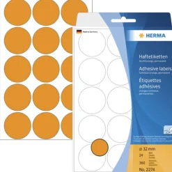 Herma 2274 leuchtorange Vielzwecketiketten 3.2x3.2 cm (24 Blatt (360 Etiketten))