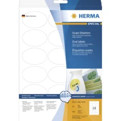 Herma 4358 oval Universal-Etiketten 6.35x4.23 cm (25 Blatt (450 Etiketten))