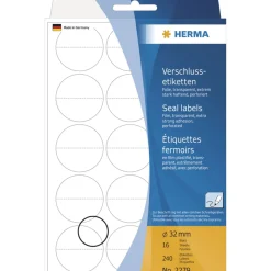 Herma 2279 perforiert Verschlussetiketten 3.2x3.2 cm (16 Blatt (240Etiketten))