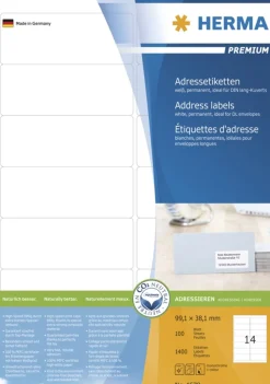 Herma 4678 Premium Adressetiketten 9.91x3.81 cm (100 Blatt (1400 Etiketten))