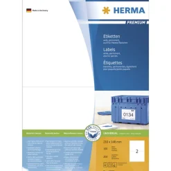 Herma 4282 Premium Universal-Etiketten 21x14.8 cm (100 Blatt (200 Etiketten))