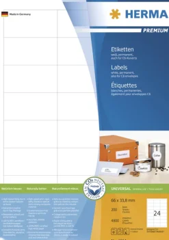 Herma 4614 Premium Universal-Etiketten 6.6x3.38 cm (200 Blatt (4800 Etiketten))