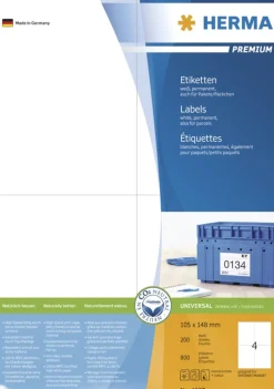 Herma 2627 Premium Universal-Etiketten 10.5x14.8 cm (200 Blatt (800 Etiketten))
