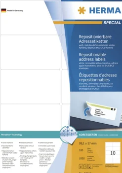 Herma 10316 repositionierbar Adressetiketten 9.91x5.7 cm (100 Blatt (1000 Etiketten))