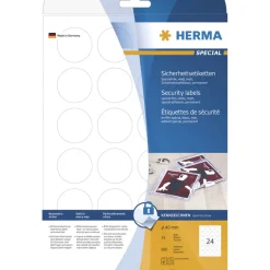 Herma 4234 rund stark haftend Sicherheitsetiketten 4x4 cm (25 Blatt (600 Etiketten))