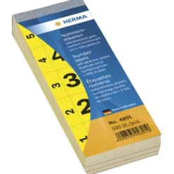 Herma 4891 selbstklebend gelb Nummernblock-Etiketten 2.8x5.6 cm (500 Stück (1-500))