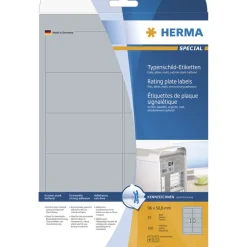 Herma 4223 silber Typenschild-Etiketten 9.6x5.08 cm (25 Blatt ( 250 Etiketten))