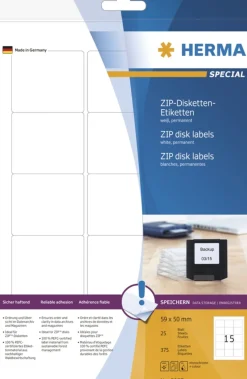 Herma 5087 ZIP-Disk-Etiketten 5.9x5.0 cm (25 Blatt (375 Etiketten))
