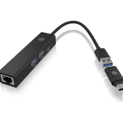 IcyBox Adapter USB3.2 Gen1 Hub & Gigabit LAN 4-in-1 retail