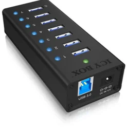 ICY BOX IB-AC618 7-port USB 3.0 extern mit Netzteil schwarz