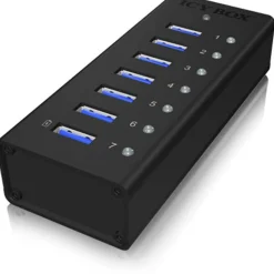 ICY BOX IB-AC618 7-port USB 3.0 extern mit Netzteil schwarz