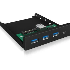 Icy Box IB-HUB1418-i3 Frontalpanel mit Type-C 1x USB3.0 und Type-A 3x USB3.0, schwarz