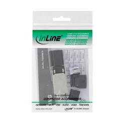 InLine Adapter RJ45 Stecker Schwarz geschirmt / Knickschutzelement / Metall / PoE / PoE+ / schraubbar
