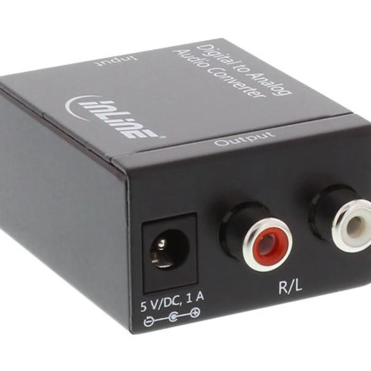 InLine Audio Adapter Digital zu Analog Toslink + Cinch Buchse auf 2xCinch Buchse + 3.5mm Klinke Stereo Buchse Schwarz Stromversorgung