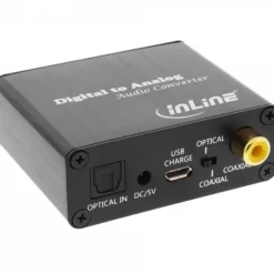InLine Audio-Konverter Digital zu Analog, Toslink & Cinch Eingang zu Cinch Stereo Ausgang, USB Power