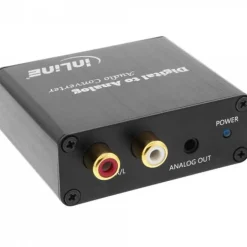 InLine Audio-Konverter Digital zu Analog, Toslink & Cinch Eingang zu Cinch Stereo Ausgang, USB Power