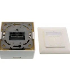 InLine Cat.6A Anschlussdose AP/UP 2x RJ45 Buchse RAL9010 weiß senkrecht