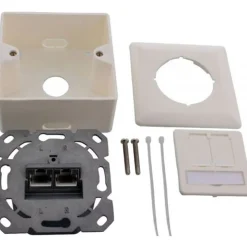InLine Cat.6A Anschlussdose AP/UP 2x RJ45 Buchse RAL9010 weiß senkrecht