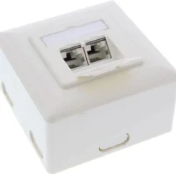 InLine Cat.6A Anschlussdose AP/UP 2x RJ45 Buchse RAL9010 weiß senkrecht