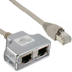 InLine Cat. 5e Adapter Power Frame Cover RJ45 Buchse auf 2xRJ45 Buchse Silber