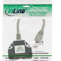 InLine Cat. 5e Adapter Power Frame Cover RJ45 Buchse auf 2xRJ45 Buchse Silber