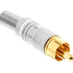 InLine Cinchstecker Lötversion Metall silber Ring weiß für 6mm Kabel