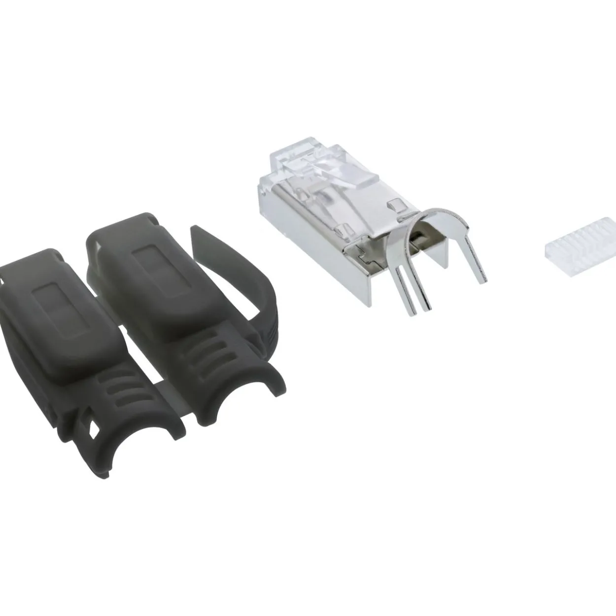 InLine Crimpstecker Cat.6A RJ45 geschirmt, mit Knickschutz und Einfädelhilfe, schwarz 10er Pack