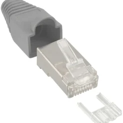 InLine Crimpstecker RJ45 geschirmt, mit Knickschutz und Einfädelhilfe, 10er Pack, grau