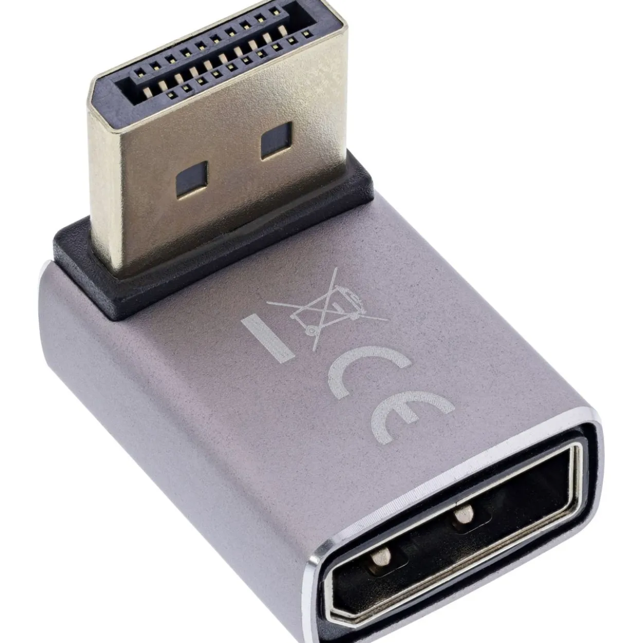 InLine DisplayPort 1.4 Adapter, DisplayPort Stecker / Buchse, 90° oben, 8K UHD
