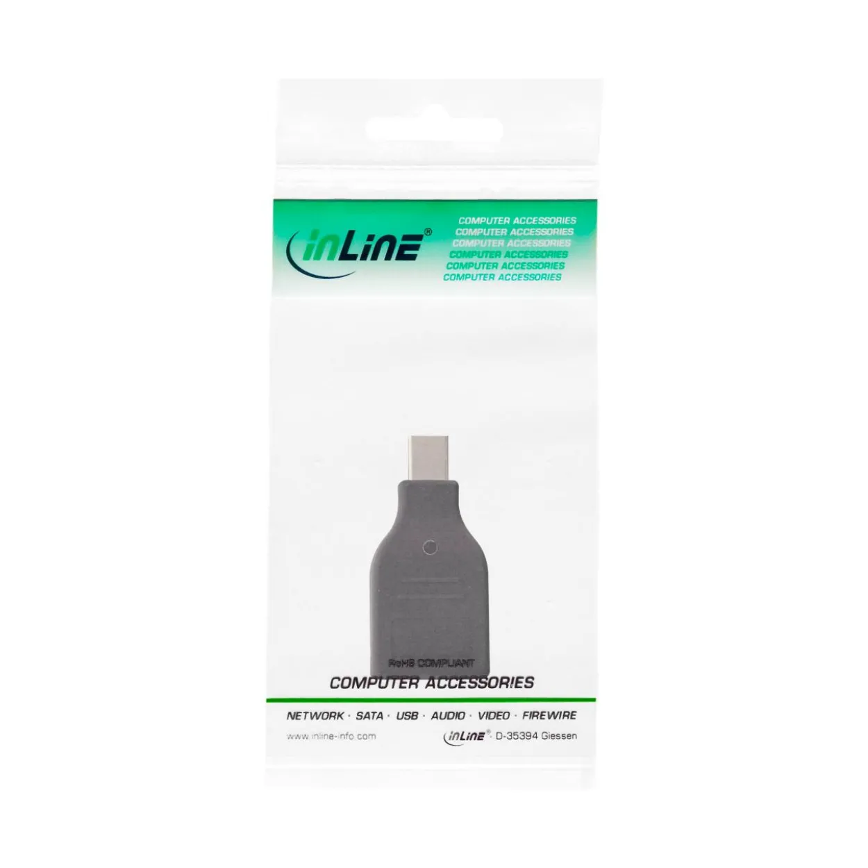 InLine DisplayPort Adapter, mini DisplayPort Stecker auf DisplayPort Buchse, 4K/60Hz, schwarz