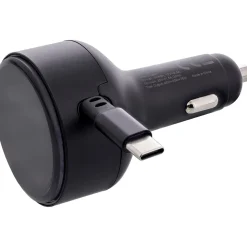 InLine Dual USB-C KFZ Stromadapter 12/24V, ausziehbares Kabel + Buchse, 75W