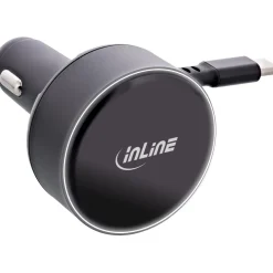 InLine Dual USB-C KFZ Stromadapter 12/24V, ausziehbares Kabel + Buchse, 75W