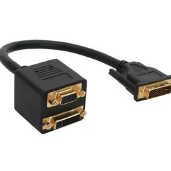 InLine DVI-I Adapter DVI 24+5 Stecker auf DVI 24+5 Buchse + VGA 15pol Buchse Schwarz vergoldet
