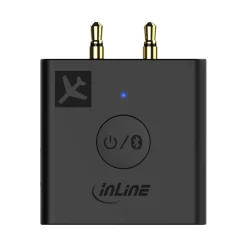 InLine Flugzeug Bluetooth Audio Transmitter Sender, BT 5.0, aptX HD/LL, Flight Adapter mit Ladecase