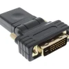 InLine HDMI Adapter HDMI-Buchse auf DVI 24+1 Stecker Schwarz 4K / flexibel / gewinkelt / vergoldet