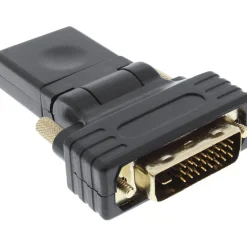 InLine HDMI Adapter HDMI-Buchse auf DVI 24+1 Stecker Schwarz 4K / flexibel / gewinkelt / vergoldet