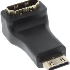 InLine HDMI Adapter HDMI-Buchse auf HDMI Typ C Stecker Schwarz 4K / gewinkelt oben / vergoldet